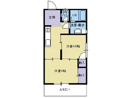 アスピアA(2K/2階)の間取り写真