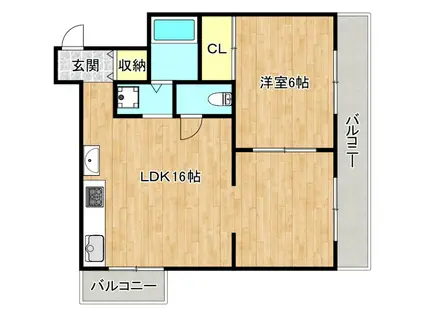 ドムスサガラ(2LDK/7階)の間取り写真