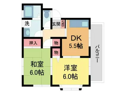 サンサンハイツ(2DK/2階)の間取り写真