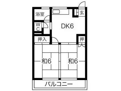 高木ビル(2DK/4階)の間取り写真