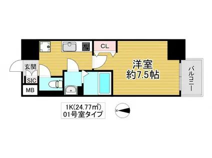 MARKST鶴見(1K/3階)の間取り写真