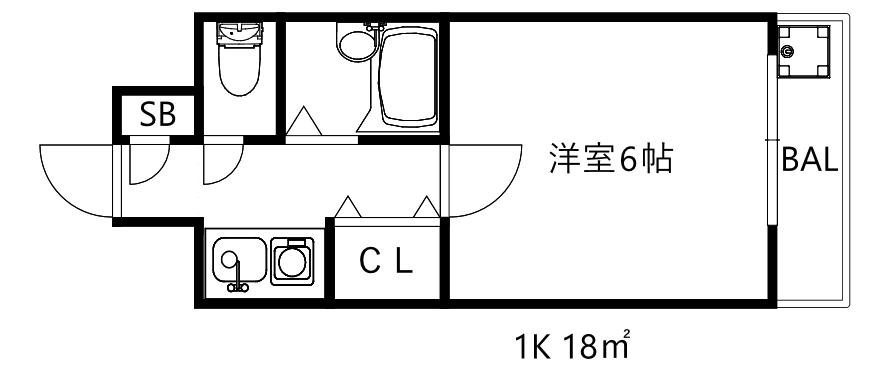 モダンアパートメント神戸新長田(1K/5階)の間取り写真