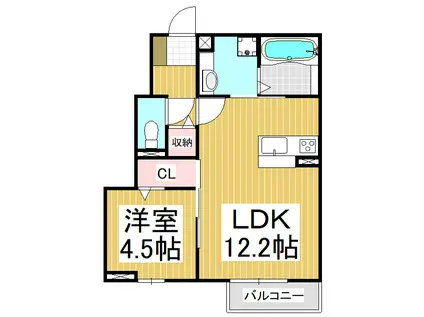 コーポサウスウッズA(1LDK/1階)の間取り写真