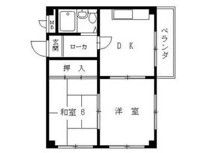 カルム25(1K/3階)の間取り写真