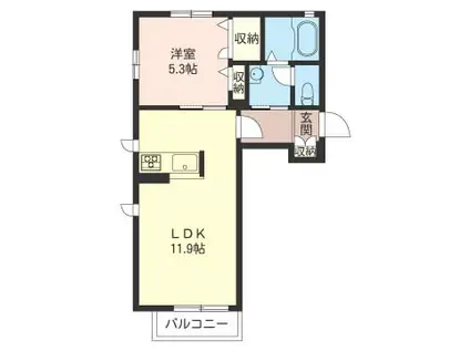 プルメリア(1LDK/1階)の間取り写真