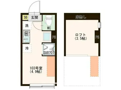 DIMORA TRANQUILLA HIKARIGAOKA(ワンルーム/1階)の間取り写真