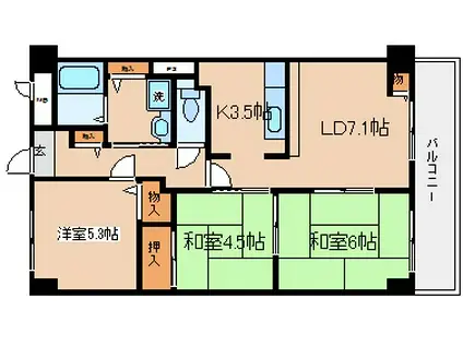 エスパシオ神戸(3LDK/2階)の間取り写真