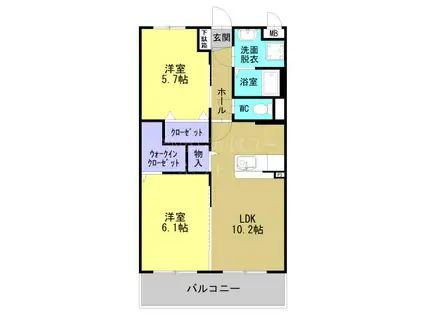 コキンティア(2LDK/2階)の間取り写真