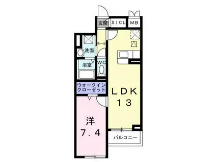 アンソレイユ(1LDK/1階)の間取り写真