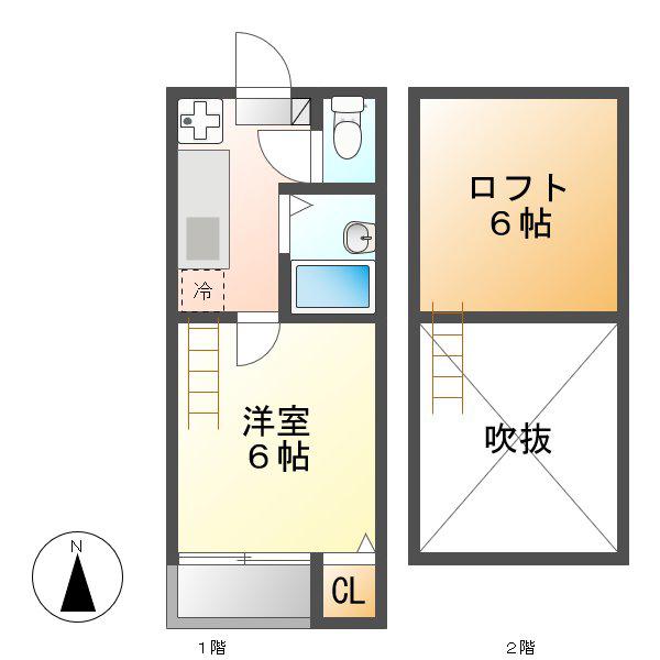 コーポなずな(1K/2階)の間取り写真