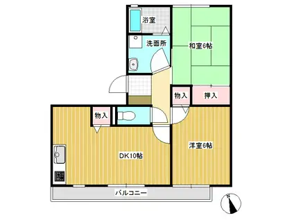 アステールINそめや台A(2LDK/1階)の間取り写真