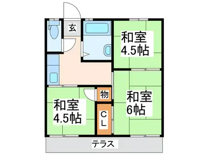 コーポ十五社(3K/1階)の間取り写真