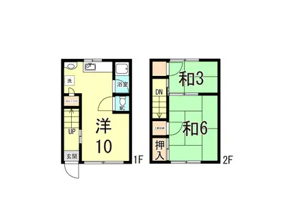 第3富士荘(2LDK/1階)の間取り写真