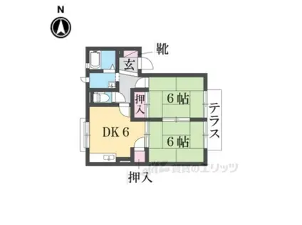 ファミールコーポ高屋8棟(2DK/1階)の間取り写真