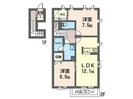 サンライズ寺尾台(2LDK/1階)の間取り写真