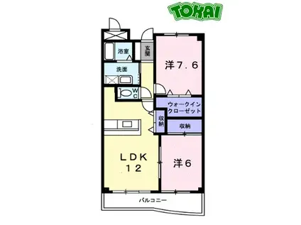 ヴェルハイム(2LDK/2階)の間取り写真