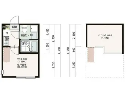 MALAMA TERRACE(ワンルーム/2階)の間取り写真
