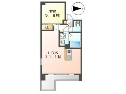 パールコートII(1LDK/10階)の間取り写真