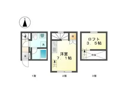 サンクポルト(ワンルーム/1階)の間取り写真