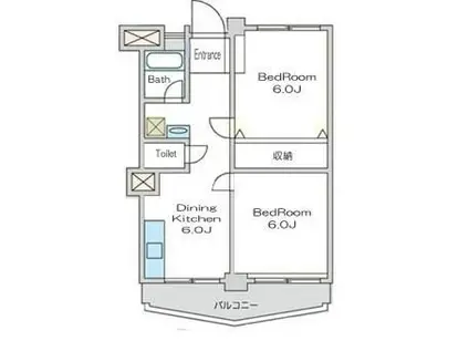 マンションニュー恵比寿(2DK/6階)の間取り写真