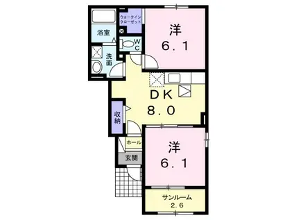 ライス・フィールドII(2DK/1階)の間取り写真