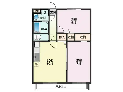 ファーストレジデンス(2LDK/3階)の間取り写真