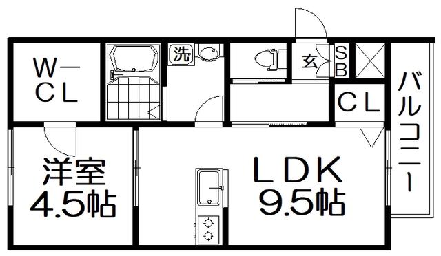 CHOU CHOU MAKINOSAKA(1LDK/1階)の間取り写真