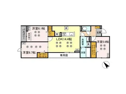 D-KISARIA WI(3LDK/1階)の間取り写真