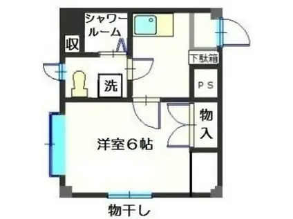 パレス相模大野(1K/2階)の間取り写真