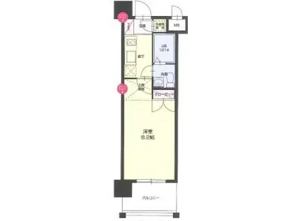 ギャランティー21博多 ORIENT BLD NO66(1K/11階)の間取り写真