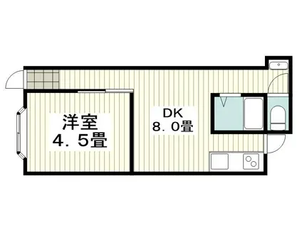 ハイム旭(1DK/1階)の間取り写真