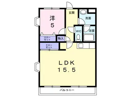 エステート領家(1LDK/1階)の間取り写真