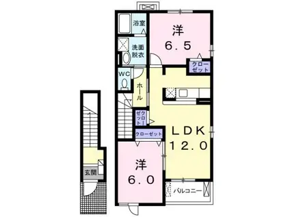 アクティブ・ウィングI(2LDK/2階)の間取り写真