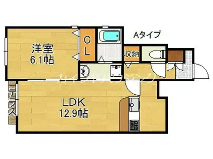 サザンテラスソレアード(1LDK/1階)の間取り写真
