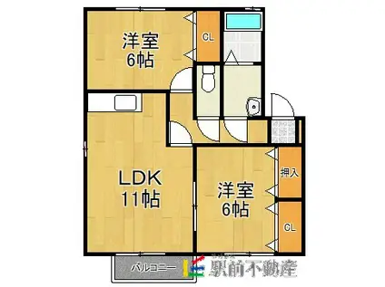 パストラルアルカディア B棟(2LDK/2階)の間取り写真