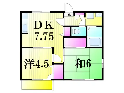 メゾンドゥ・ウェル(2DK/2階)の間取り写真