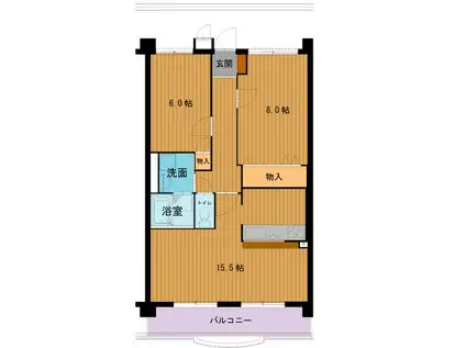 ハートフルマンションウィル(2LDK/3階)の間取り写真
