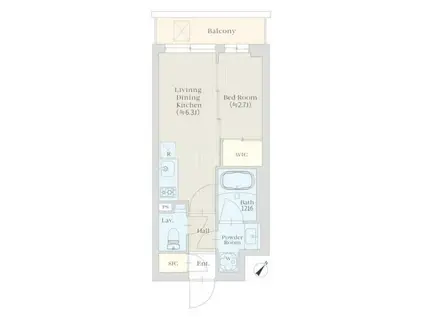 イプセ高輪台(1LDK/4階)の間取り写真