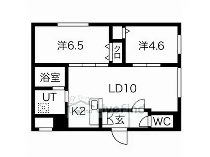 ラグジースペース自衛隊前(2LDK/2階)の間取り写真