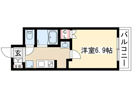 ヒルズ・フドー(1K/7階)の間取り写真