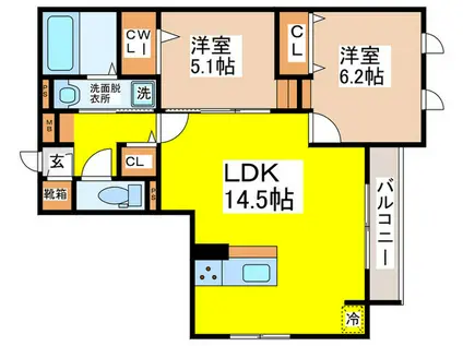 メゾン ド セリジエ(2LDK/2階)の間取り写真