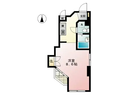 カサメントK(1K/5階)の間取り写真