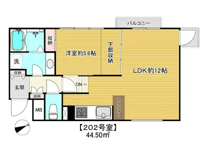 ウィスタリアヒルズ(1LDK/2階)の間取り写真