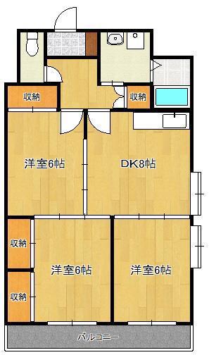 第三矢野ビルA(3DK/4階)の間取り写真
