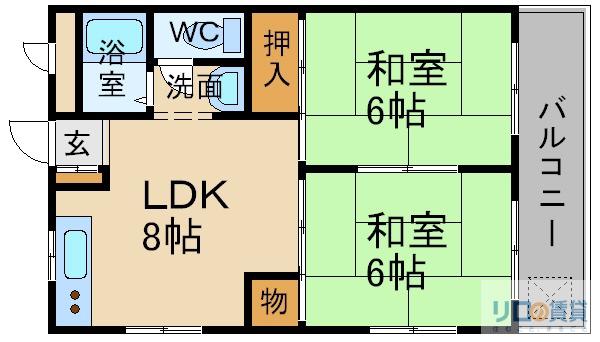 TOHOマンション第2(2LDK/4階)の間取り写真