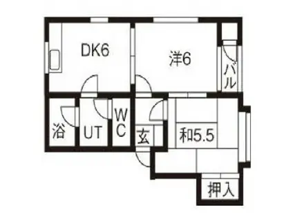 ソレアード F(2DK/1階)の間取り写真