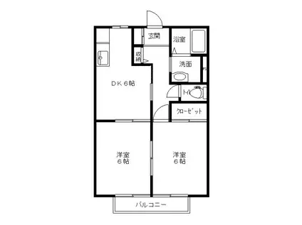 ファミール御殿II(2DK/2階)の間取り写真