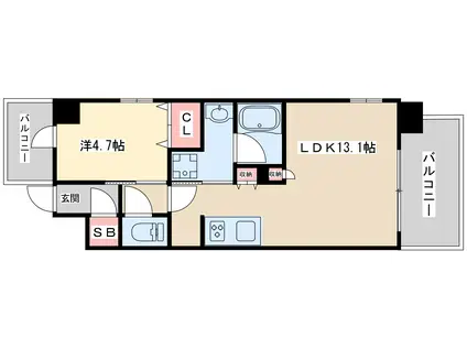 スプランディッド8(1LDK/9階)の間取り写真