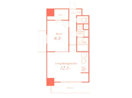 グランディール湘南(1LDK/8階)の間取り写真