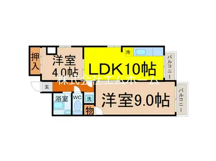 唐山ビル(2LDK/5階)の間取り写真